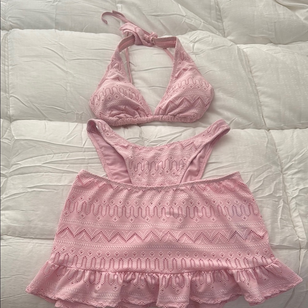 Wild Fable-Pink Crochet Bikini Set